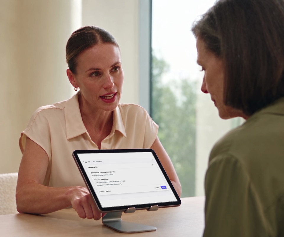 A practitioner reviews a patient-specific opportunity and its recorded reason during a consultation.